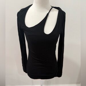 Elegant Black Cutout Long Sleeve Top